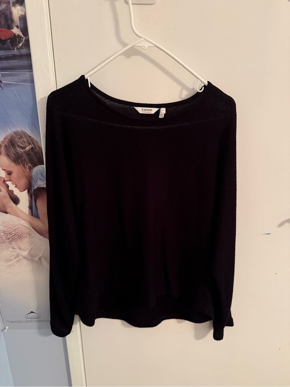 b.young Black Long Sleeve Boatneck Top